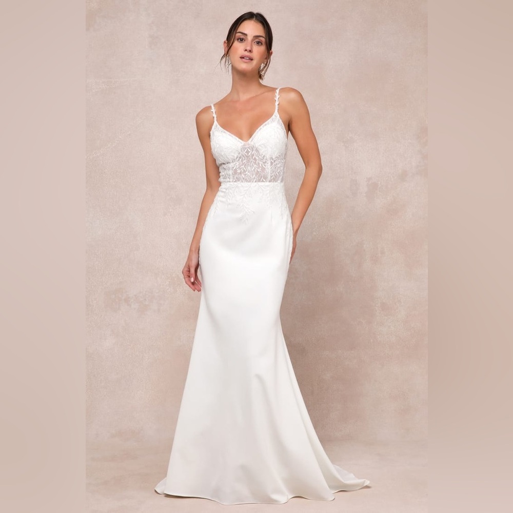 Lulus-Infinite Adoration Ivory Beaded Embroidered Lace Maxi Dress (Small)